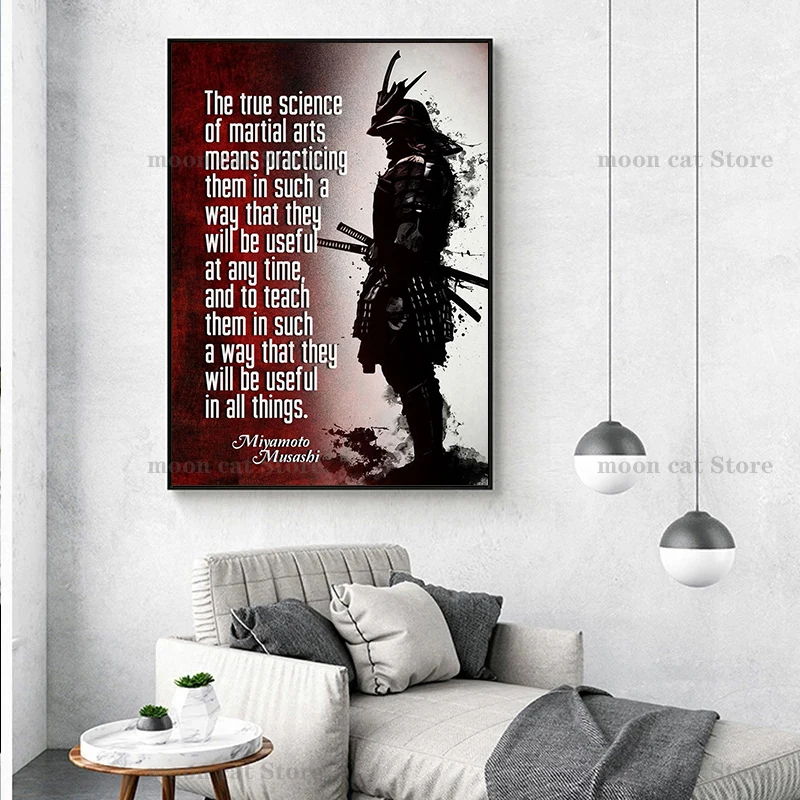 Japanese Samurai Warrior Quotes Ronin Siluette Anime Poster Canvas Painting Wall Art Pictures Room Home Decor Gift