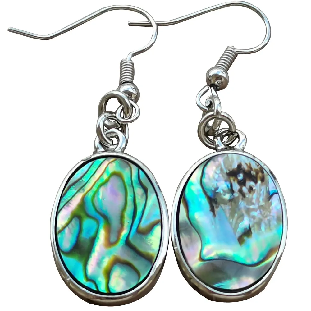 New Zealand Abalone Shell Oval Round Owl Turtle Oblong Art  Dangle Earring WB951