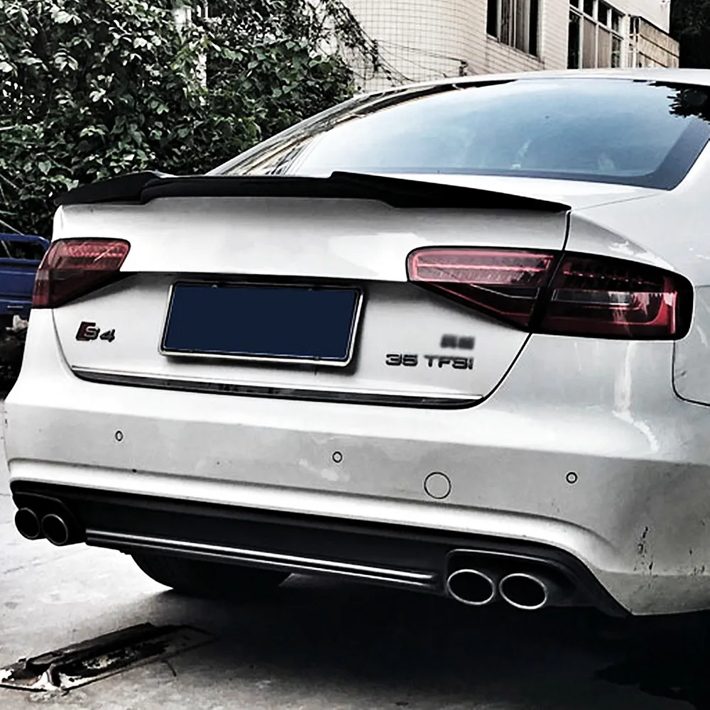 For Audi A4 B8 B8.5 2009 10 11 12 13 14 15 16 Bodykit Car Rear Trunk Lid Black Carbon Spoiler Wings Exterior Accessories Parts