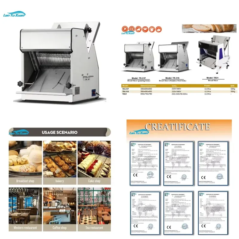 Brand For Commercial Toast Making Machine 31 Slices Electric Bread Slicer For Bakery Hamburger Baguette Bread Slice Cutting