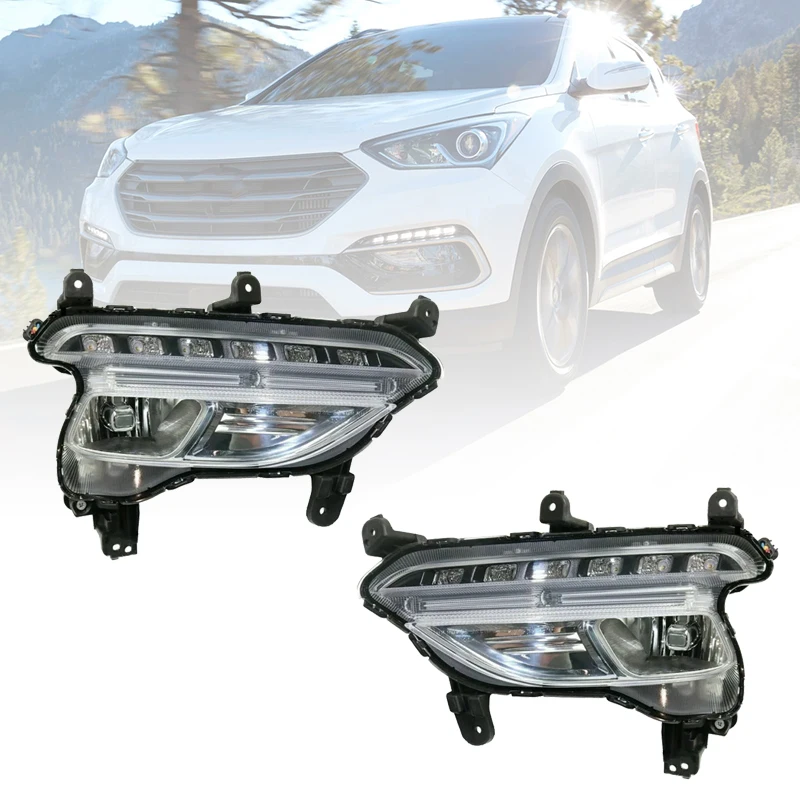LED Daytime Running Light For Hyundai Santa Fe Sport 2016-2018 LED DRL LED Fog Lamp Fog Lights Headlight 92201-4Z500 92202-4Z500