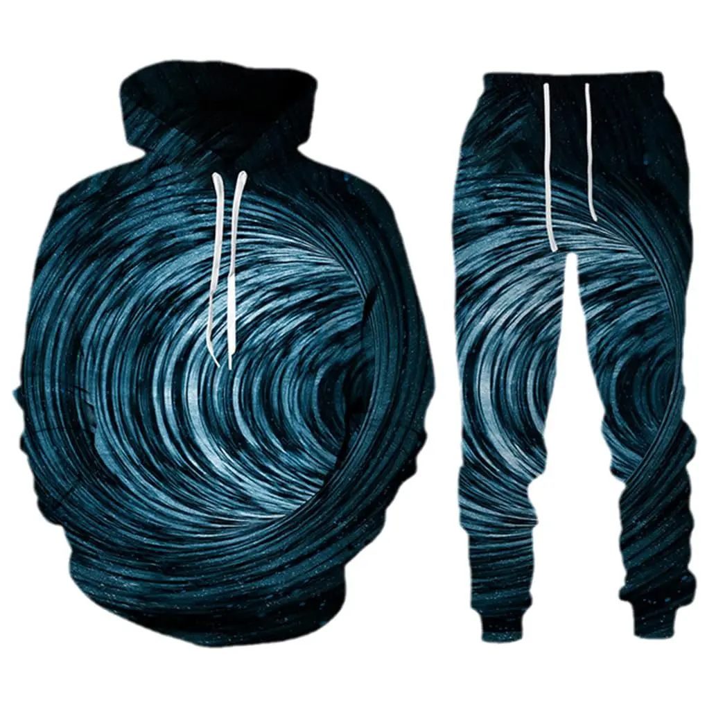 

Abstract Graphic 3D Print Hoodies Pant Sets Men's Hip-hop Sweatshirts Sweatpants Two Piece Suits Street Jogging Pants 2Pcs Sets