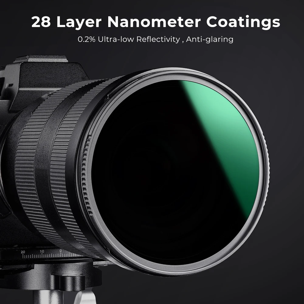 فلتر K&F CONCEPT ND1000 Nano-X Ultra HD Slim ND لعدسة الكاميرا 49 مم - فلتر محايد الكثافة