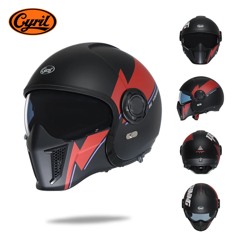 Modulaire Motorhelm Volledig Gezicht Open Helm Herenhelmen DOT ECE GOEDGEKEURD CYRIL OP12A Capacete De Moto Masculino