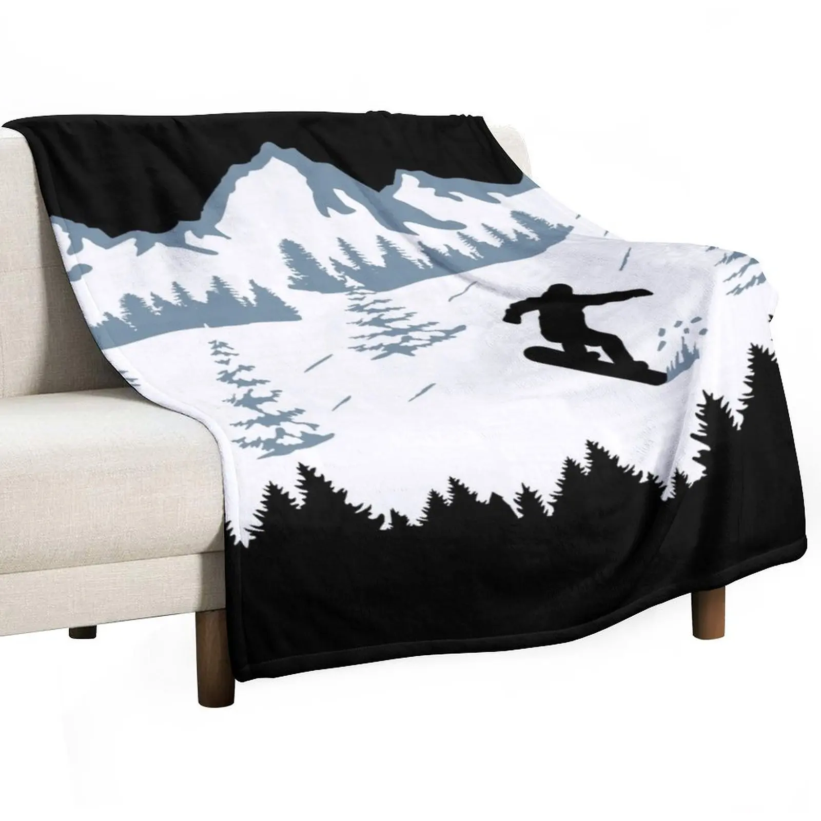 

Snowboard, snowboarder and mountains, snowboarding Throw Blanket warm for winter warm winter Moving Blankets