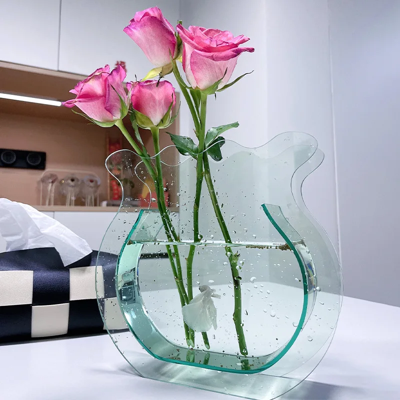 Acryl-Vase für Blumenarrangements, Transparentes Kreatives Farbiges Aquarium, Wohnzimmer-Dekoration