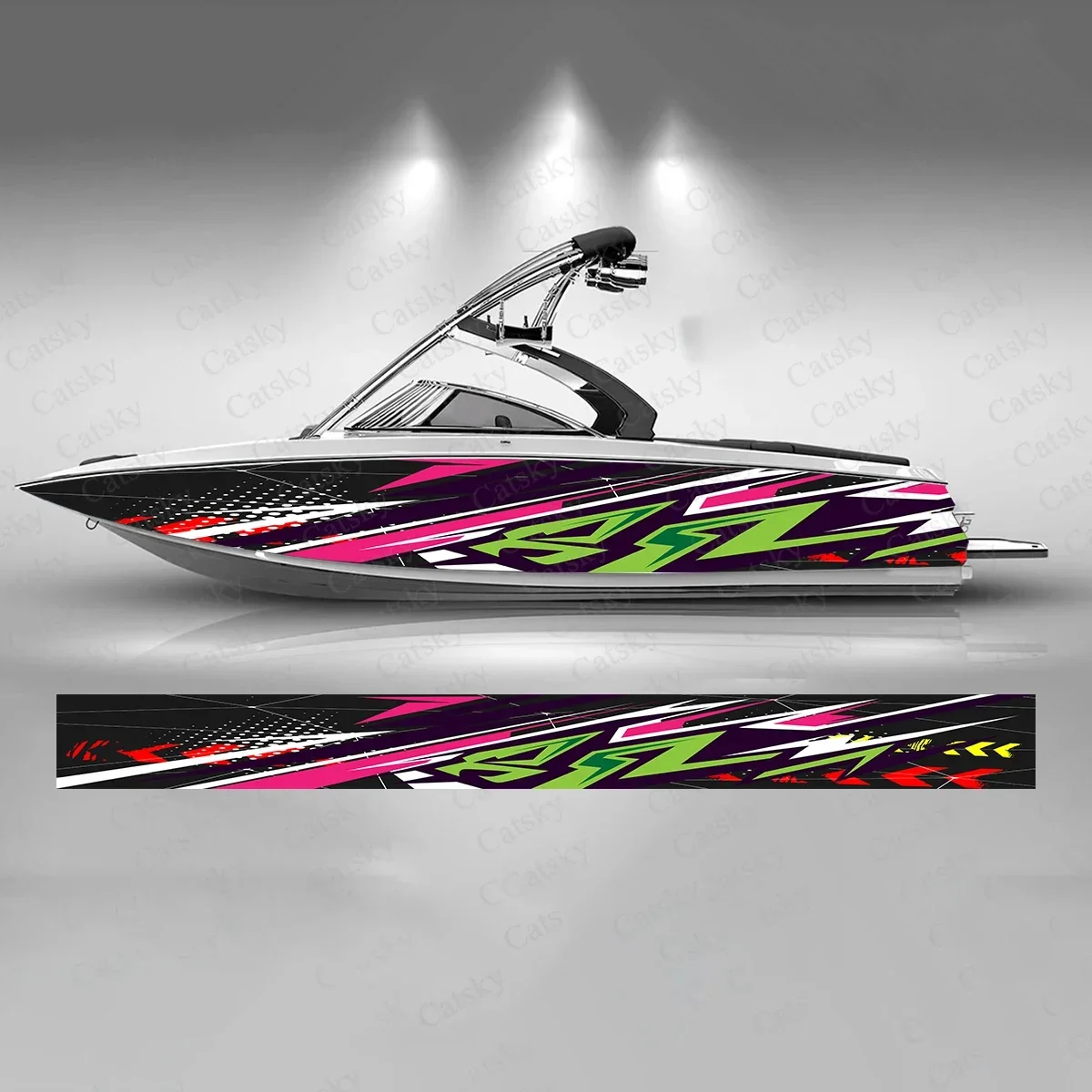 Mixed Color Lines Geometry Interweave Charming Boat Sticker Vinyl Ship Pontoon Deck Boat Fishing Decorative Pontoon Boats Decal