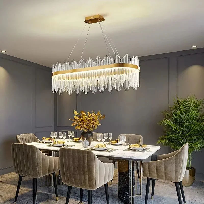 Light Luxury Living Room Chandelier Post-modern Crystal Bedroom Dining Room Model Room Round Atmosphere Large Chandelier Fixture