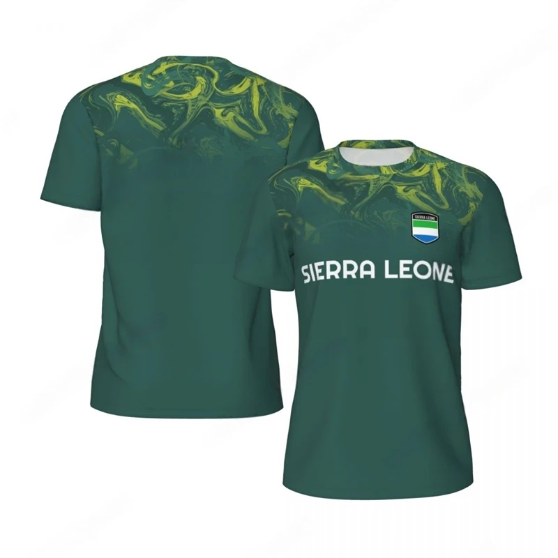 Fashion Sierra Leone Flag Graphic Football T Shirts Summer Trend 3D National Emblem Printed T-shirts Casual Oversized Sports Tee