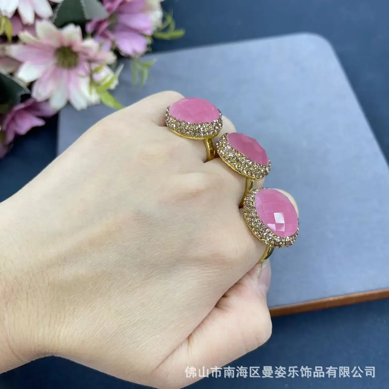 New opal jewelry section flash ring pink control jewelry vintage natural stone niche wholesale