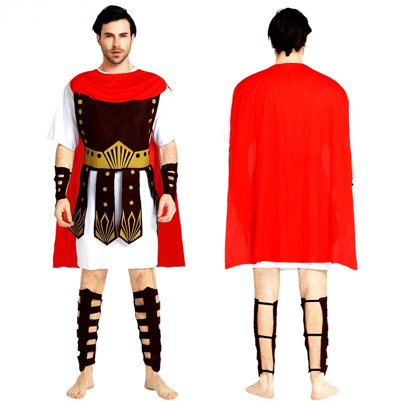 Men Women Ancient Roman Warrior Gladiator Costume Greek Knight Julius Caesar Cosplay Cloth Adult Kids Halloween Purim Props