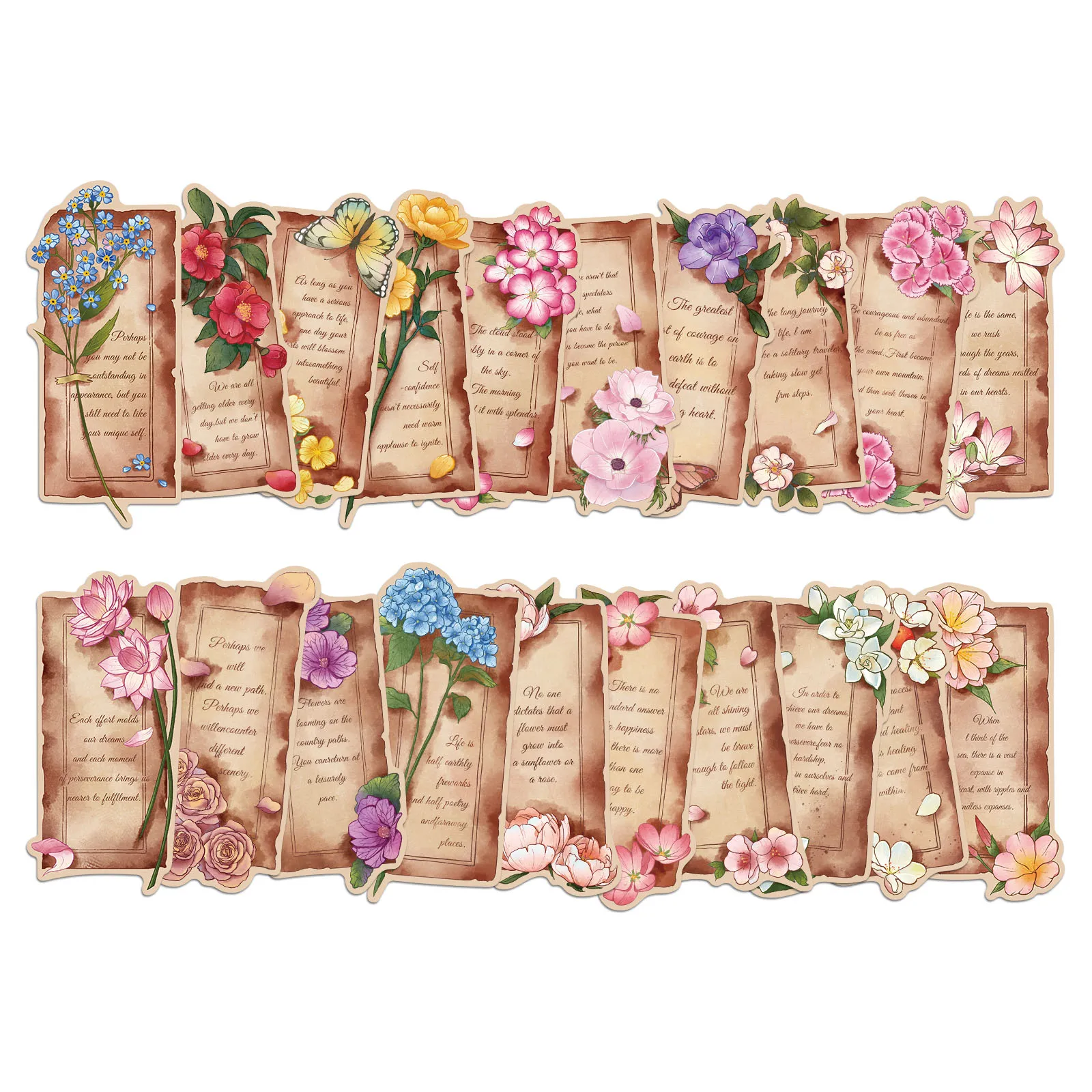 30PCS Retro Flower Core Bookmark Student Book Decoration Reading Label Card Creative Gift
