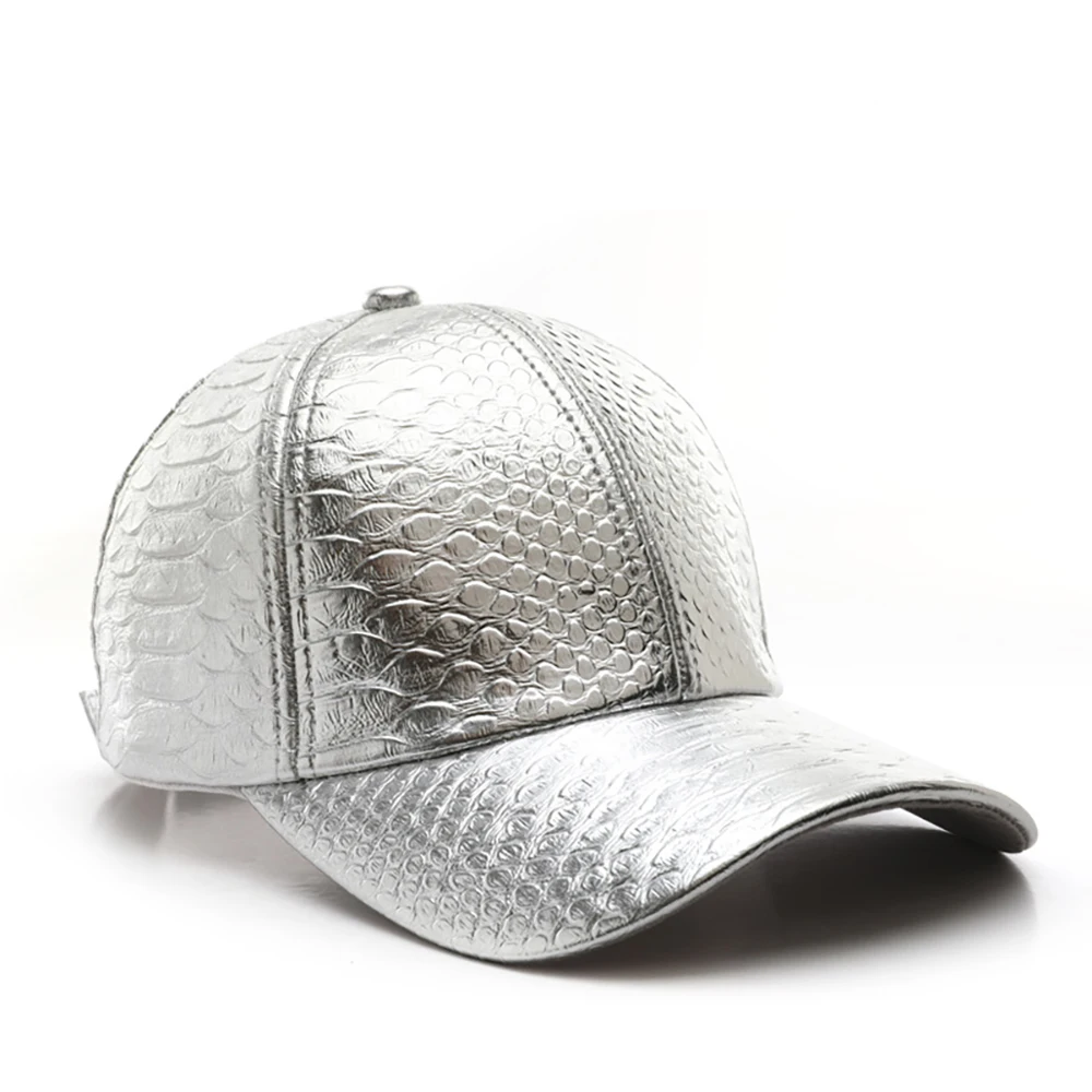 Patent Leather Faux  Baseball Caps Snapback Hip Hop Rapper Hat For Men Women