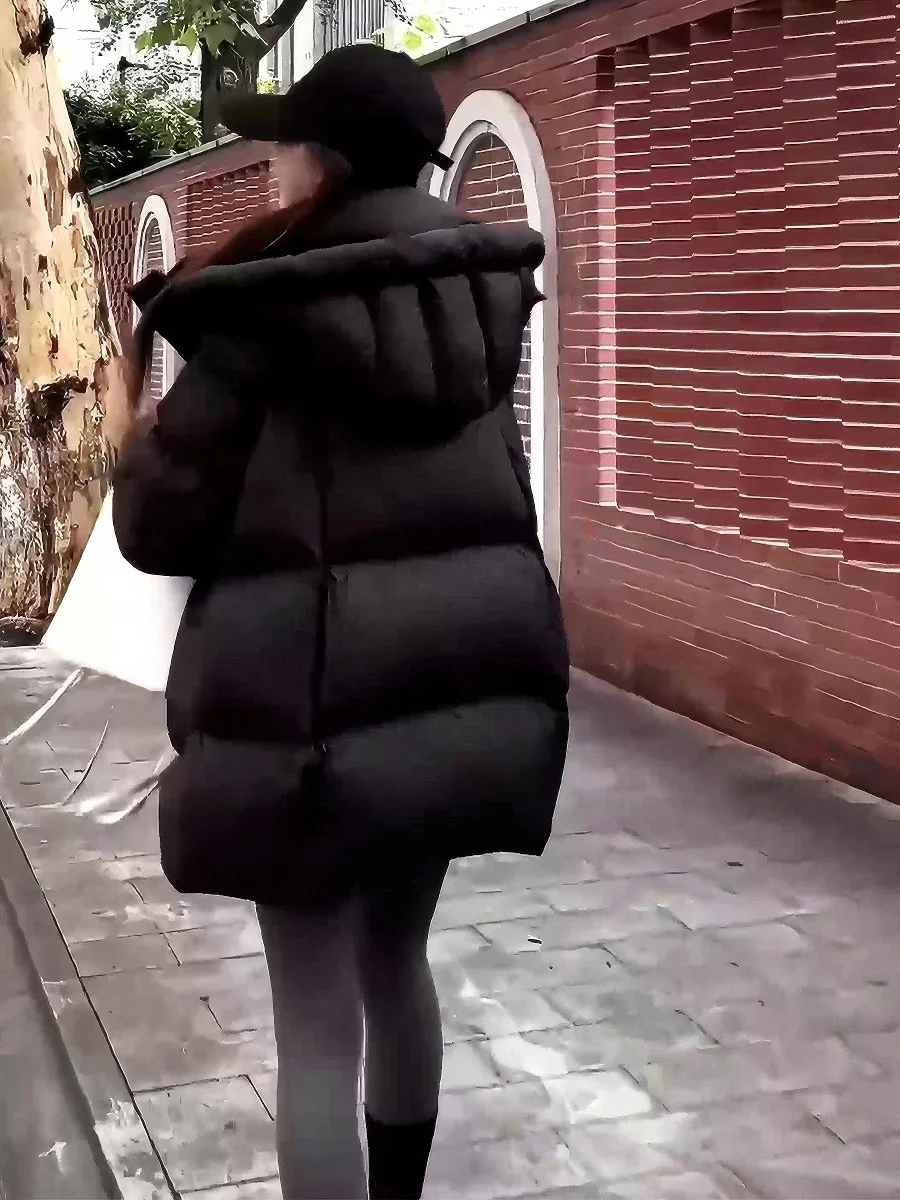 Bla Thiened blanco cálido Du down Jaet mujer invierno nuevo Sle Stand Collar con capucha cremallera pan abrigo de moda