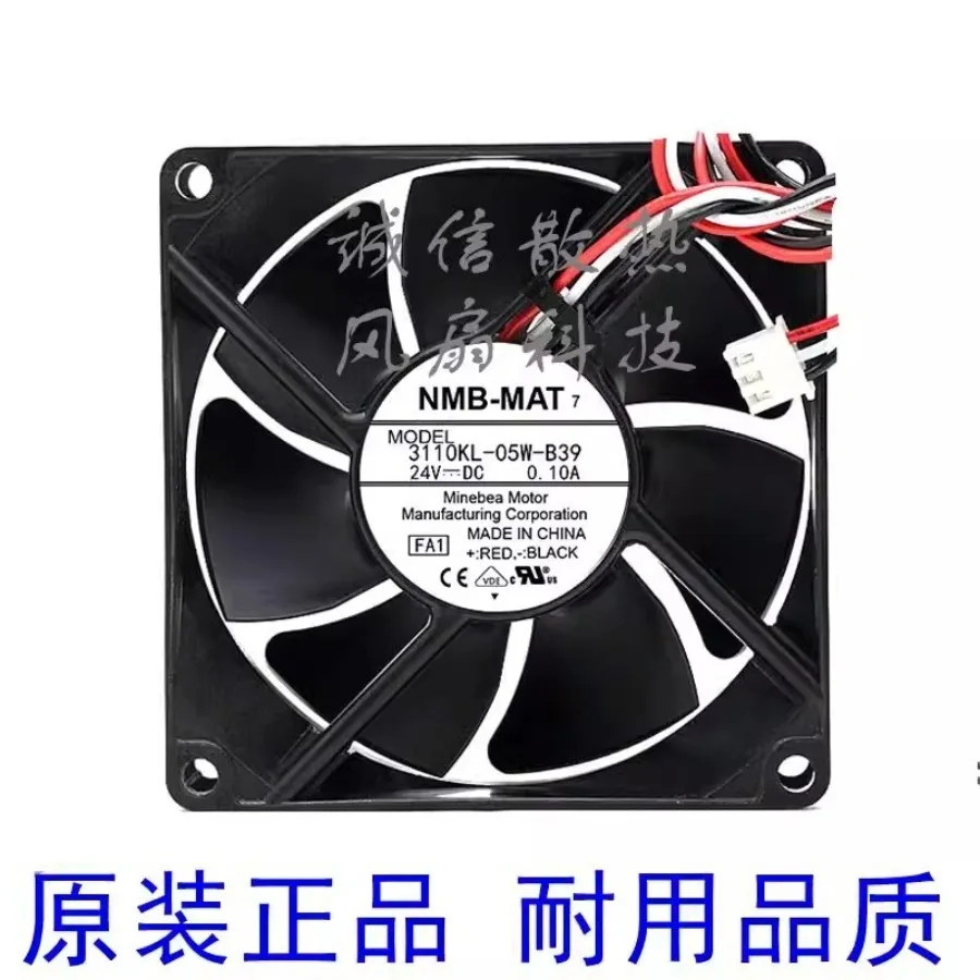 For NMB 3110KL-05W-B39 8025 DC24V 0.10A 8CM 3-Pin Inverter Cooling Fan
