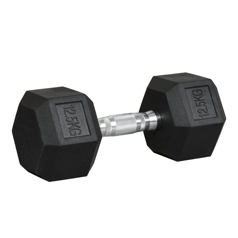 Ye 12.5KG Single Rubber Hex Dumbbell Portable Hand Weights Dumbbell Home Gym, Durable and sturdy, anti slip