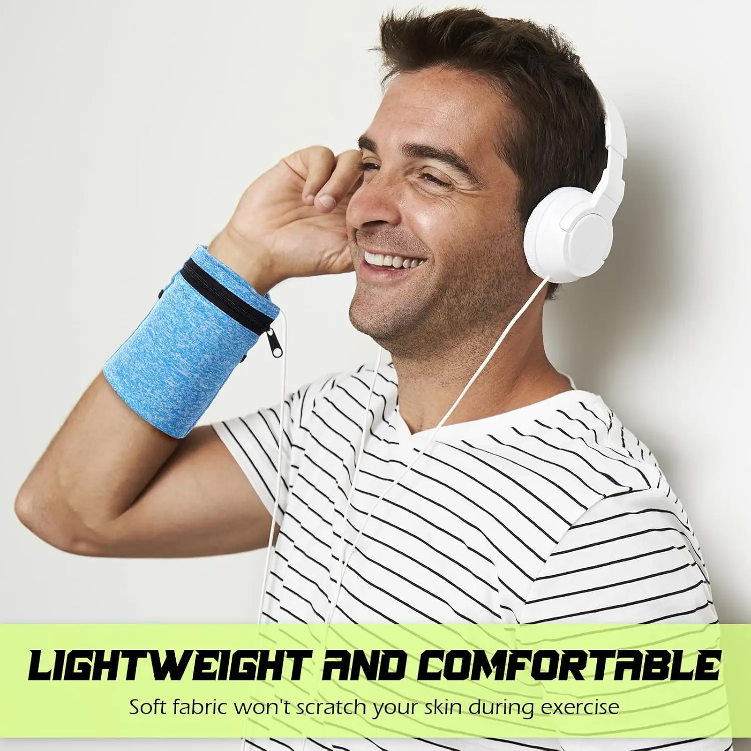 محفظة معصم بسحاب للنساء والرجال، محفظة معصم للجري، محفظة معصم للمشي لمسافات طويلة والركض والسفر #5