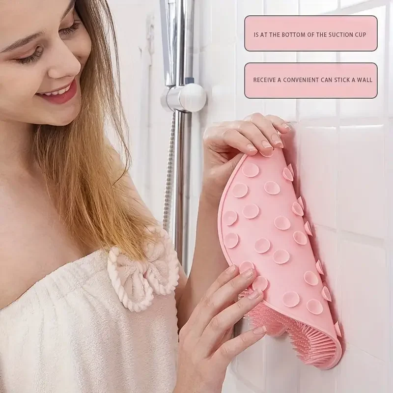 Feet Wash Bathroom Body Brush Exfoliating Shower Massage Scraper Bathroom Non-slip Bath Mat Back Massage Silicone Brush for Home