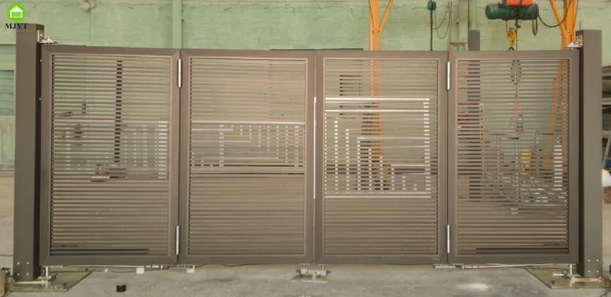 Custom Security Aluminum Bi-fold Electric Cantilever Folding Gate with 3D Modeling Eco-Friendly Powder Coated 6