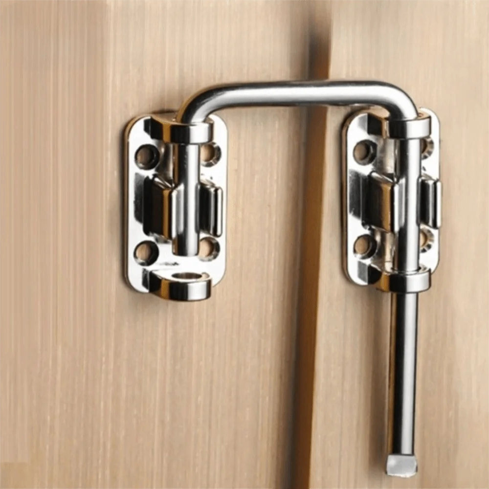 

Drawer No-drill Door Lock Stainless Steel Thickened Safety Barrel Bolt Compact Size Right Angle Non Perforated Buckle Kitchen
