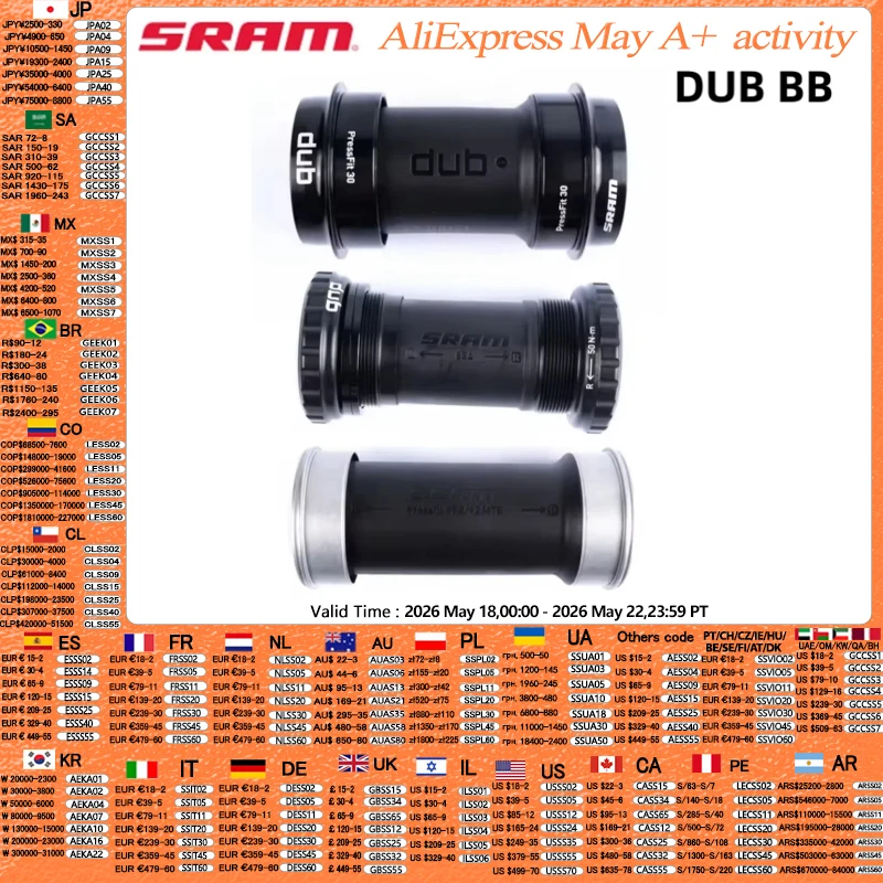 

SRAM DUB BSA PF30 BB92 BB30 Mountain Bike Bicycle BSA BB For Sram GX NX SX Crankset 68/73mm 89.5mm 92mm DUB Central Movemnt Axis