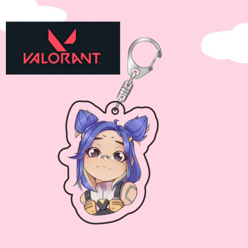 VALORANT Hot Shooting Game Agent Figure Jett Sage Reyna Neon Omen Cypher Keychain Acrylic Stand Desktop Ornament Charm Kingring