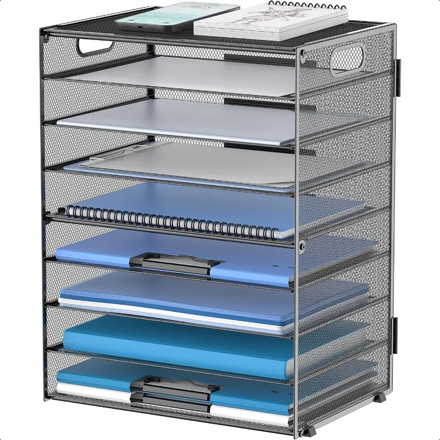 

DALTACK 9Tier Paper Letter Tray Desk Organizer with Handles Mesh File Holder Organization Paper Sorter Desk Organizer for Offic