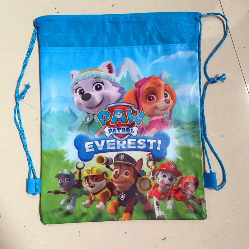 Paw Patrol Chase Anime Borsa con coulisse in tessuto non tessuto Cartone animato Kawaii Borsa regalo per festa di compleanno Divertente borsa a tracolla per bambini Regali
