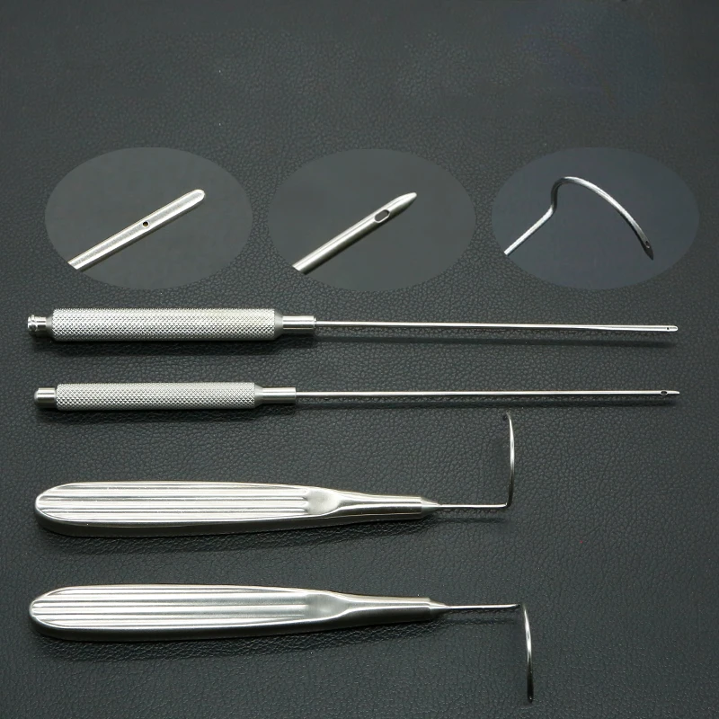 Facelift Surgery Face Guide Needle With Hole Stainless Steel Puncture Facial Peeler Wire Carving Large V Buried Wire Guide - Chi