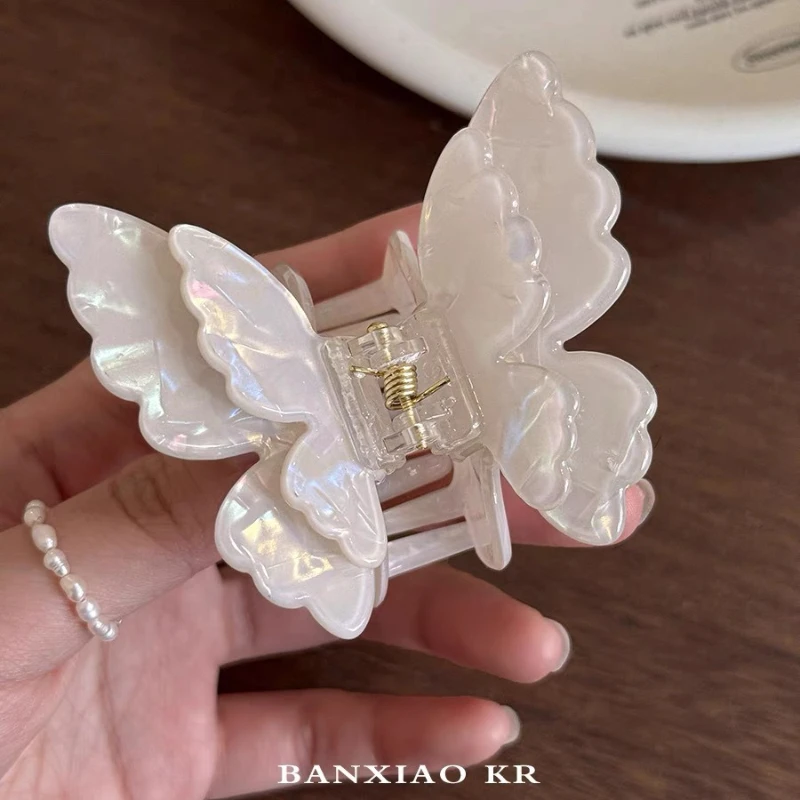 

2025 New Fashion Butterfly Claw Clip for Girl Elegant Glitter Acetate Acrylic Hair Claw for Half Updo Premium Hair Accessories