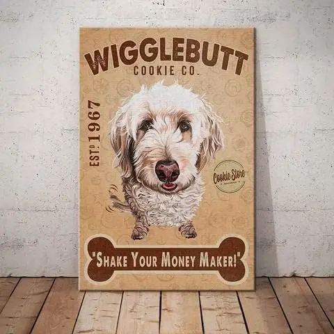 Metal Tin Sign Goldendoodle Cookie Dog Wigglebutt Cookie Shake Your Money Maker Aluminum Vintage Sign tin sign Retro for