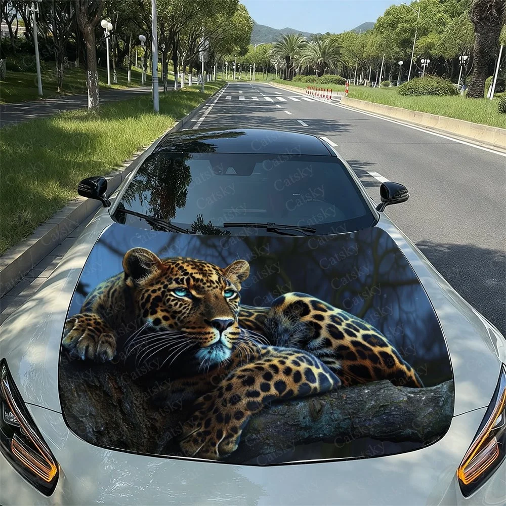 

Леопардовая наклейка на капот автомобиля, ПВХ, самоводонепроницаемая палка, яркие автомобильные внешние аксессуары, декор, защитный подарок для любителей автомобилей