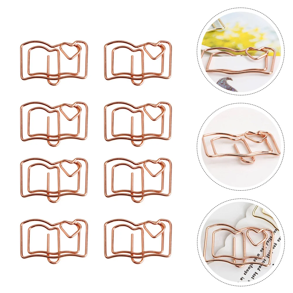 20 Pcs Bookmark Folder Shaped Paper Clip Student Decor Office Supplies Stainless Steel Scrapbook