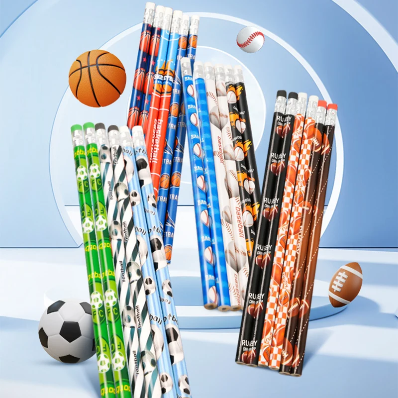 24Pcs Sport Football Baseball Theme Party Writing HB Pencils for Kids Boy Birthday Party Favors School Rewards Pinata Fillers