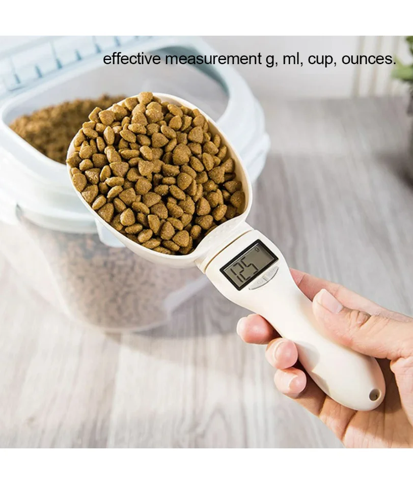 

Pet Food Measuring Scoop Electronic Dog Cat Food Measuring Cup Digital Spoon Scale Kitchen Food Scale with LED Display