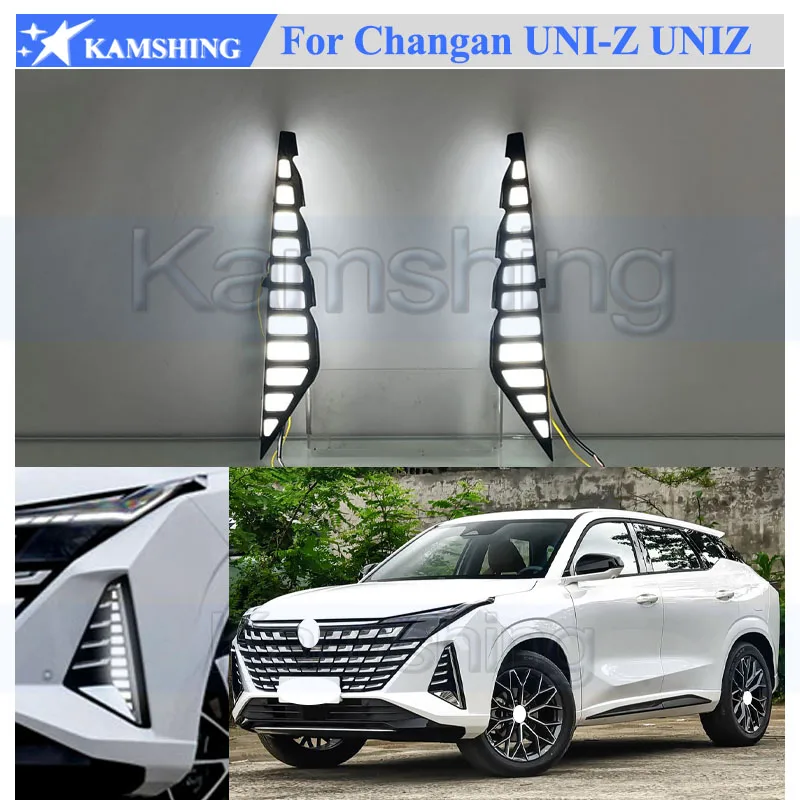 Kamshing 1 Set Modifying LED Daytime Running Light DRL For Changan UNI-Z UNIZ Front Fog Light Fog Lamp Daytime Light