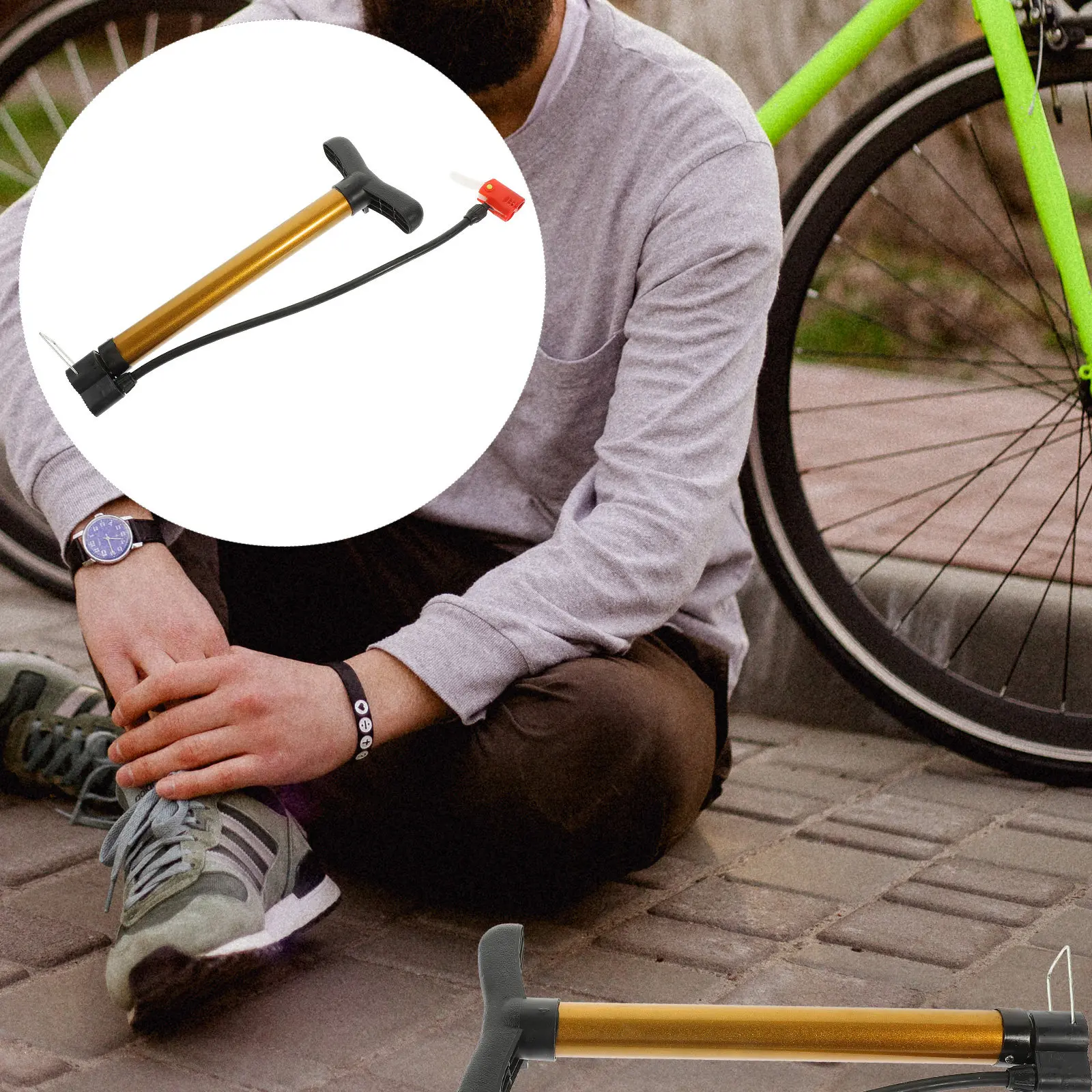 

Portable Bike Tire Foot Pump Lightweight Plastic Alloy High Pressure Pump for Bike Bicycle Motorcycle Ball Inflation Device