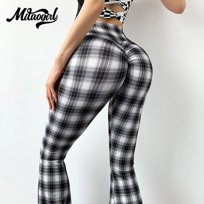 High waist tight running fast drying elastic hip lifting yoga pants checkerboard peach hip fitness pants for women mitaogirl