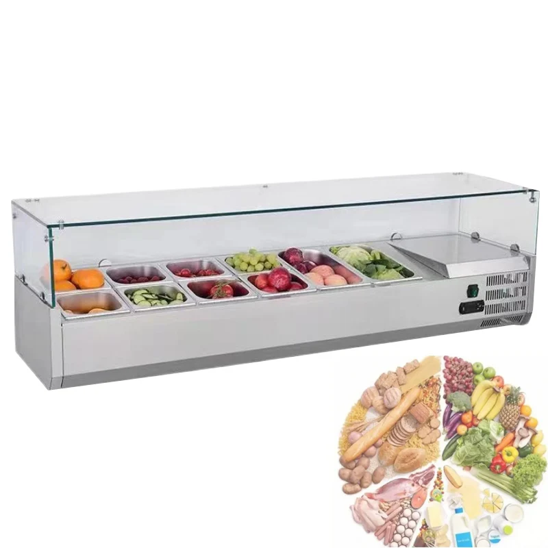 

Hotel Restaurant Buffet Use Refrigerated Fruit Salad Display Cabinet Showcase