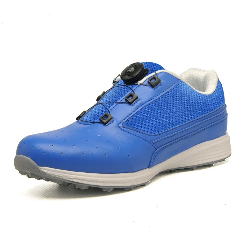 Men's Golf Shoes Waterproof Spikes Golf Sneakers Men Non slip Rotary Buckle Golf Shoes Breathable Mesh Golfer Trainer Shoes