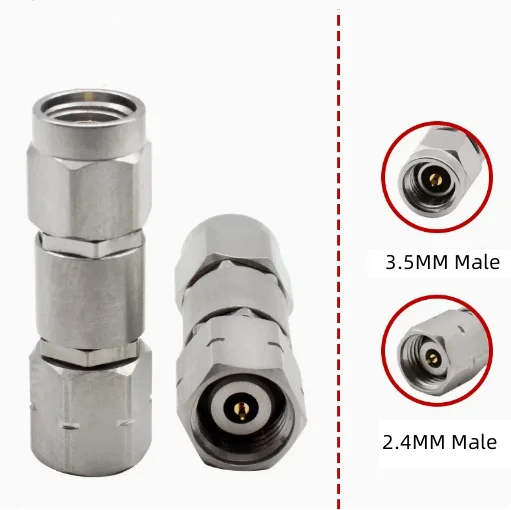 2.4MM to 3.5MM  stainless steel adapter 26.5GHZ 2.4MM Male to 3.5MM Female millimeter wave adapter