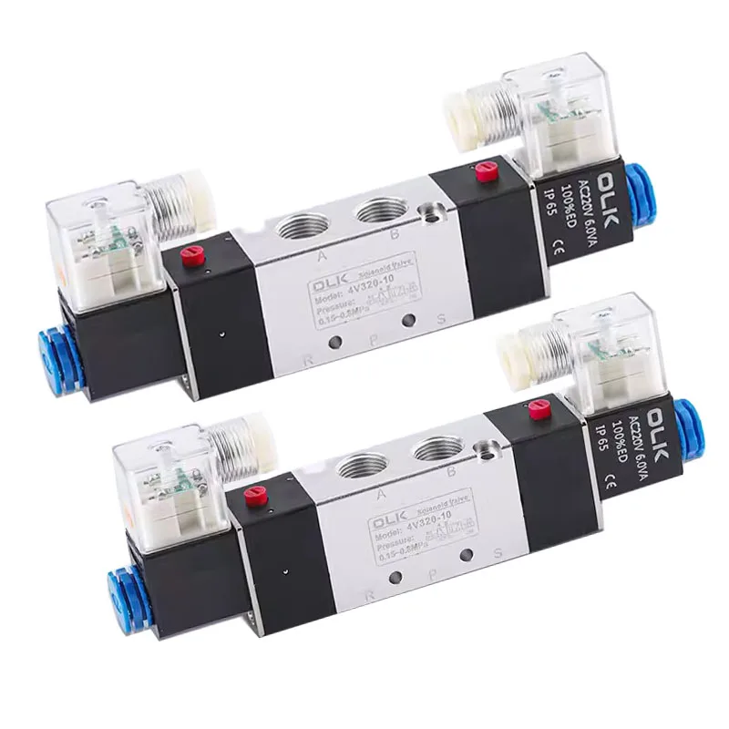 

4V120-06/4V220-08/4V320-10/4V420-15 Solenoid Valve 2 Position 5 Port Pneumatic Air Valves DC12V DC24V AC110V AC220V Double Coil