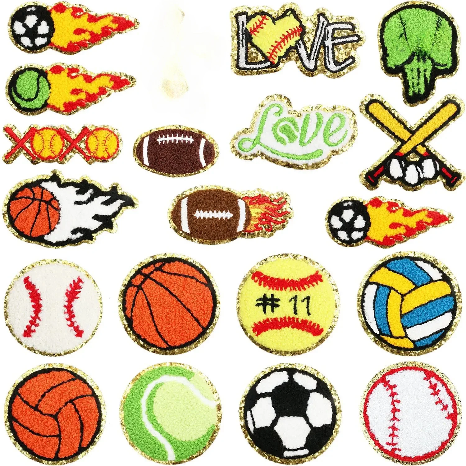 Sports Ball Games Emblem Embroidered Cloth Stickers Cartoon Flowers DIY Iron Clothing Patches