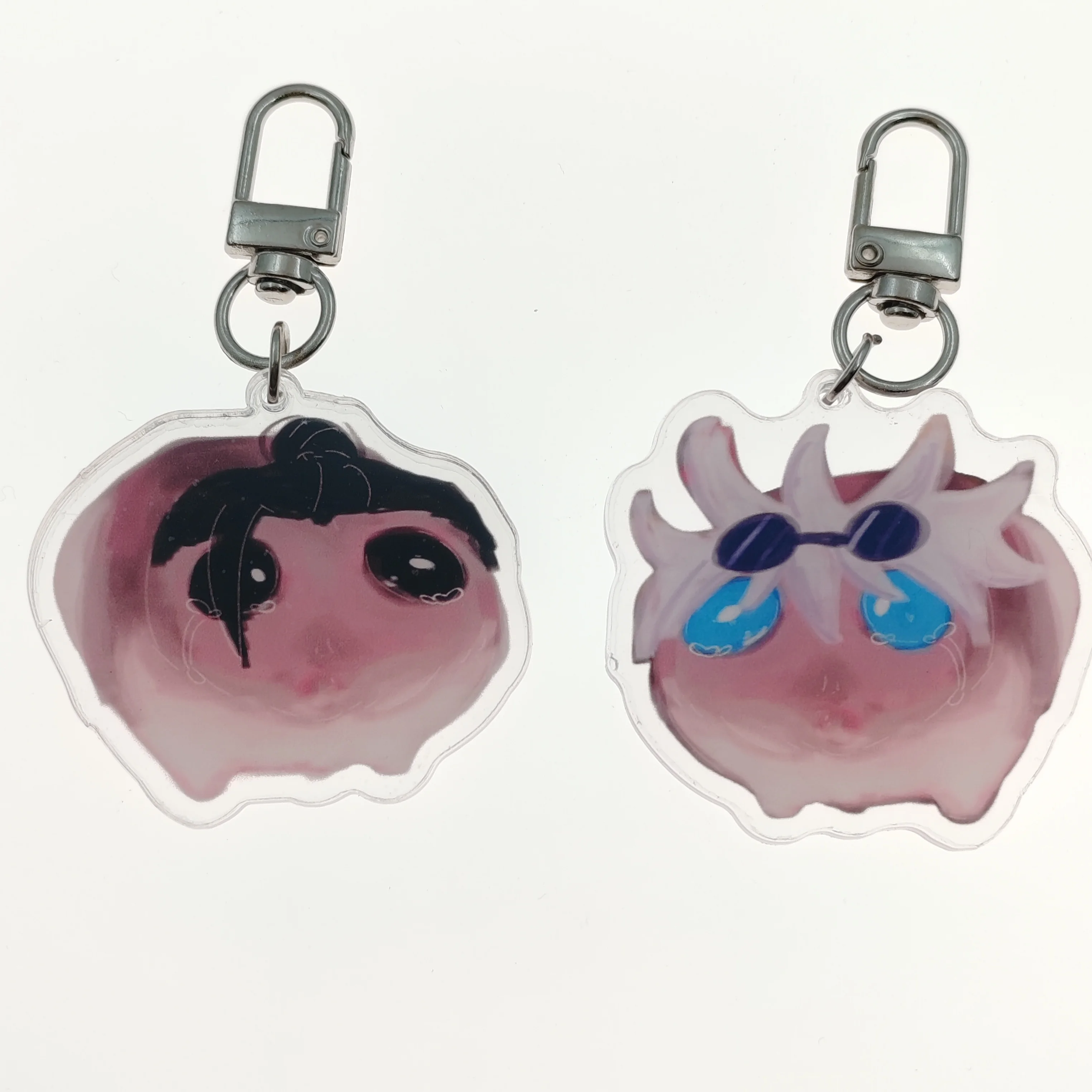 JJK Sad Hamster Meme Keychain, Anime-Inspired Student Couple Charm, with Blue Eyes, for Phone & Bag Decoration