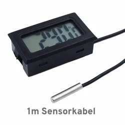 1m - 5m Mini Thermometer Black Waterproof Sensor With Probe -50 ° To + 110 ° C Digital Temperature Display Useful
