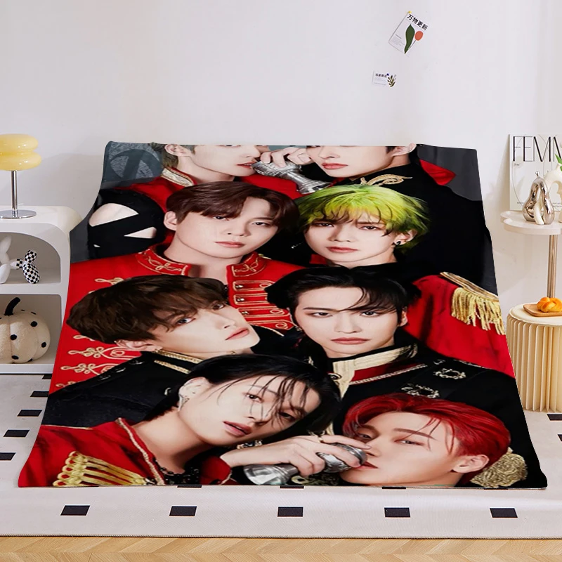 

Nap Blanket Sofa B-Ateez Kpop WarmBed Fleece Camping Custom Adult Fluffy Soft Blankets for Winter King Size Microfiber Bedding