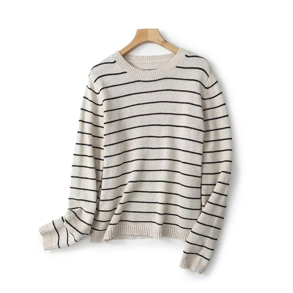 Cos Lris2024 autumn new women\'s casual and simple temperament striped round neck sweater knitted sweater 05631645710