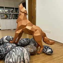 120cm Wolf Paper Model 3D Large Animal Papercraft Home Decor Hand Made Origami Room Ornament Sculpture Props DIY Paper Puzzles