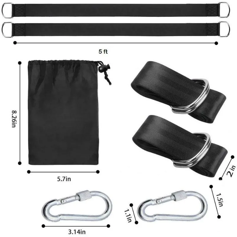 

2 PCS Tree Swing Hanging Kit 5ft Swing Straps Holds 2200 Lbs with 2 Safer Lock Snaps Perfect for Swing Seat, Plank, Hammock