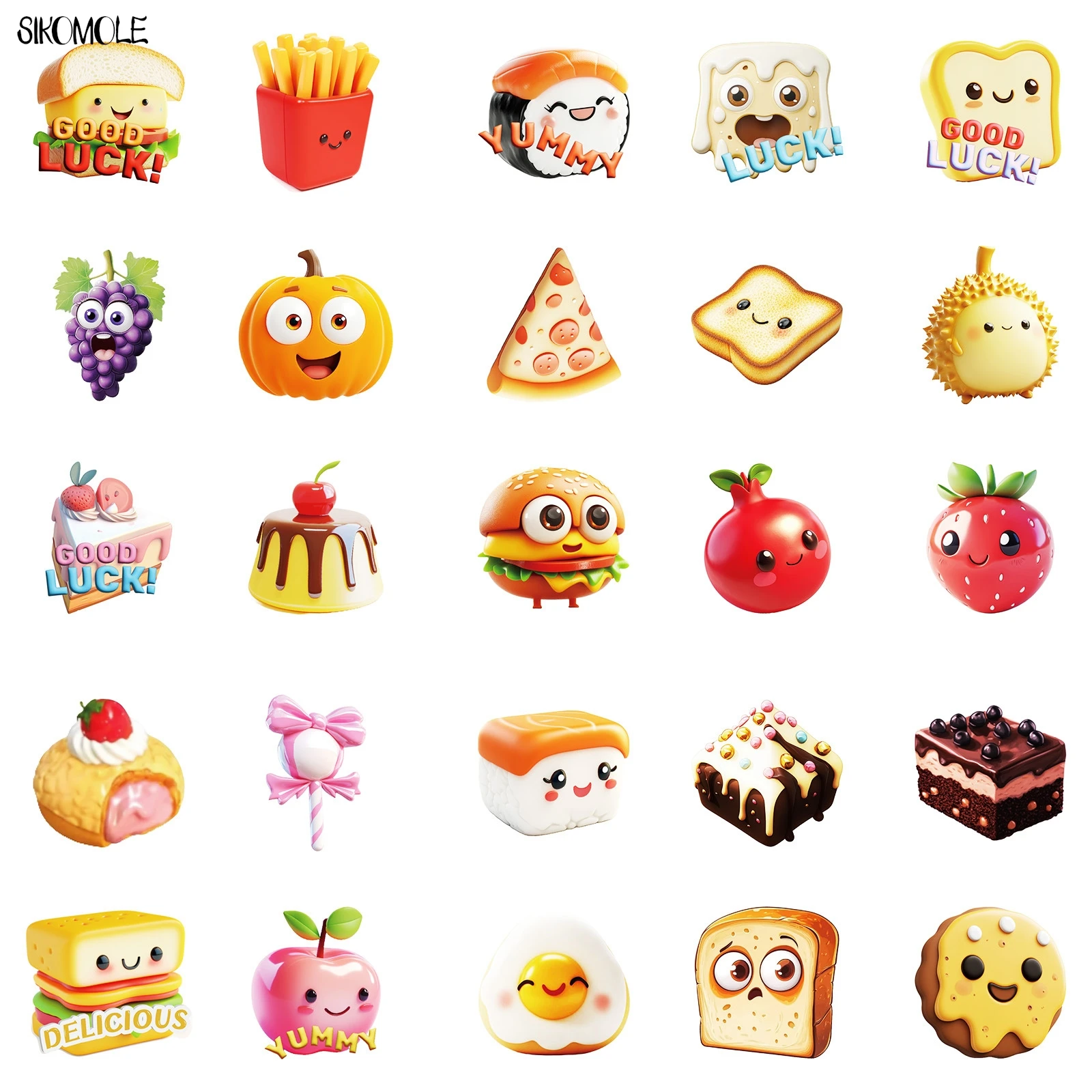 귀여운 만화 음식 음료 스티커, 귀여운 미학 DIY 노트북 기타, 여행 스케이트보드 장난감, 그래피티 스티커, 10 개, 30 개, 50 개